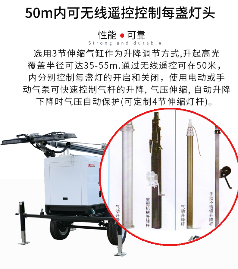 10kw柴油移動照明燈塔特點