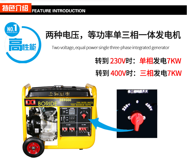 BR系列單三相7kw汽油發電機特色